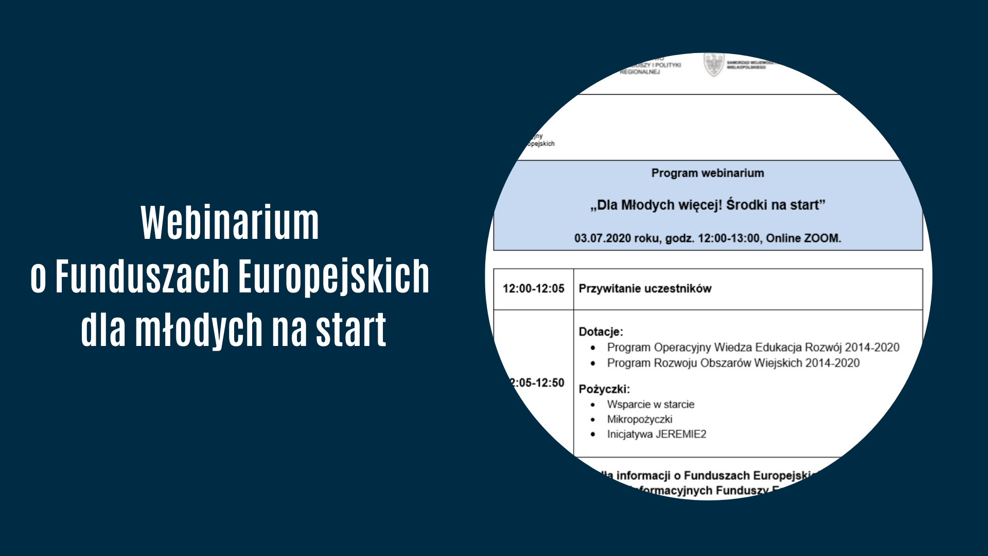 Webinarium o Funduszach Europejskich dla młodych na start